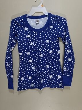 Hanna Andersson XS Blue Snowflake Organic Cotton Pajama Top